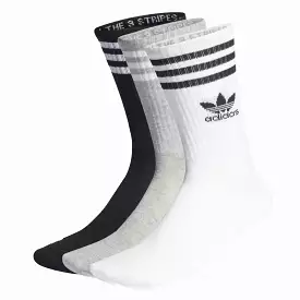 MID CUT CREW SOCKS 3 PAIRS 'WHITE/GREY/BLACK'