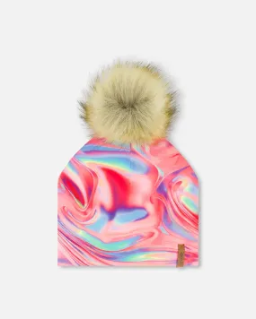 Mid-Season Jersey Detachable Pompom Hat Printed Marble