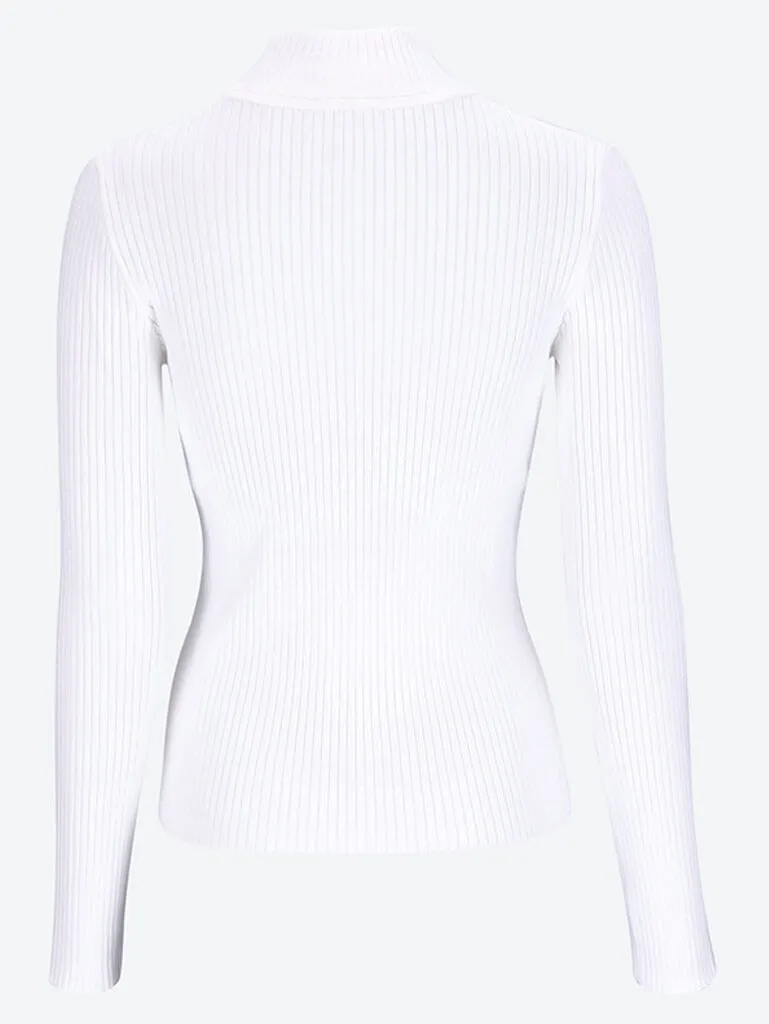 Mockneck rib knit sweater