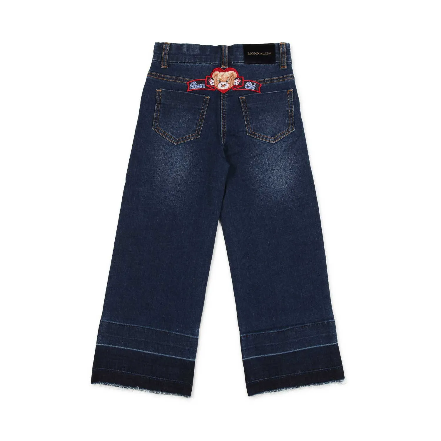 Monnalisa Dark Blue Jeans With Colored Patches For Girls