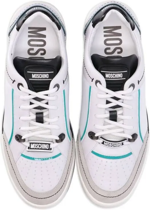 Moschino M. logo-appliqué leather sneakers White