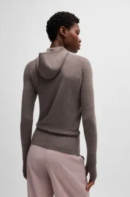 NAOMI x BOSS knitted hoodie in lightweight merino wool