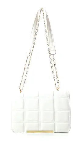 O181970 Blocks Cross-Body Bag With Chain Handle - White