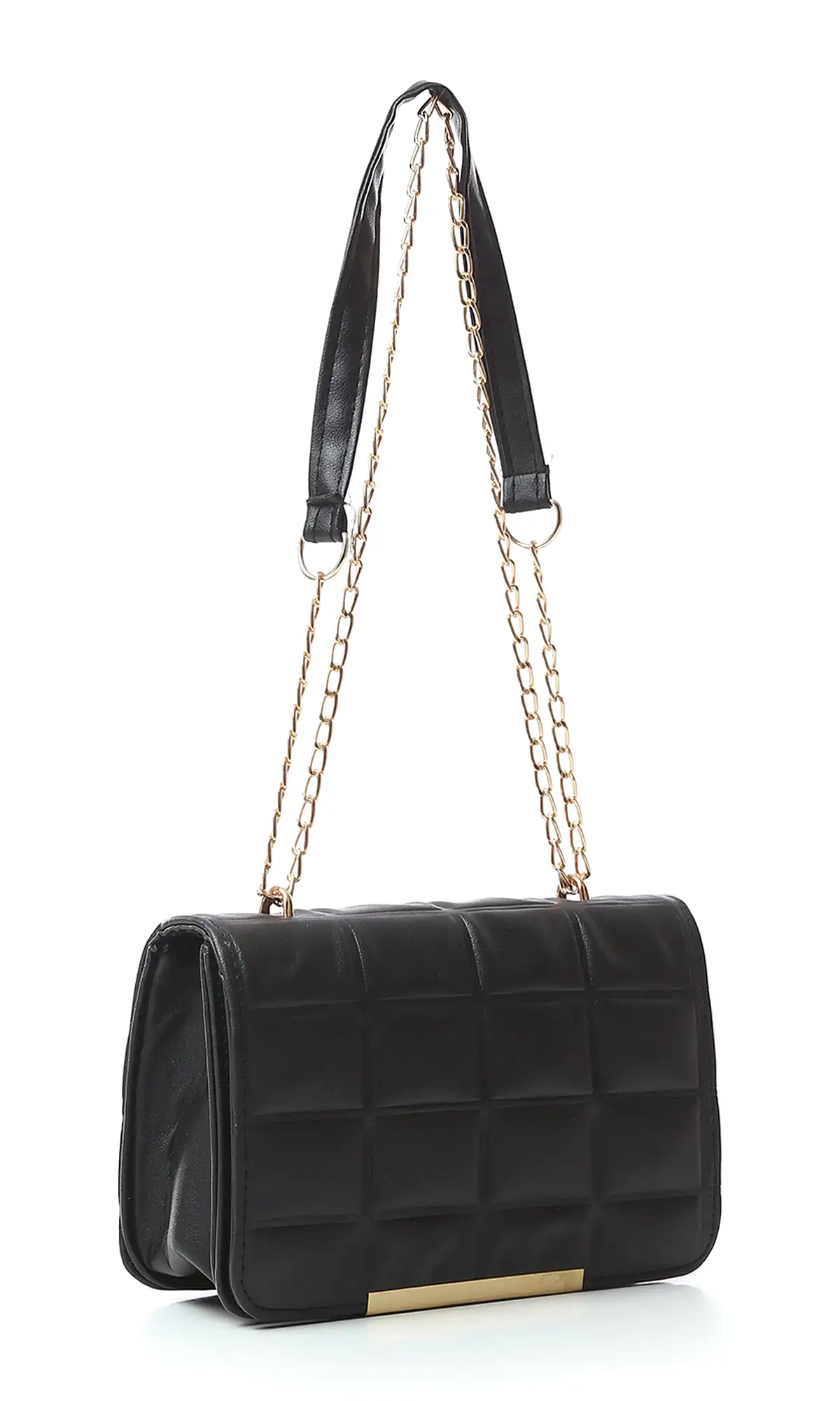 O181971 Blocks Cross-Body Bag With Chain Handle - Black