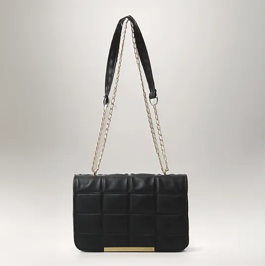 O181971 Blocks Cross-Body Bag With Chain Handle - Black