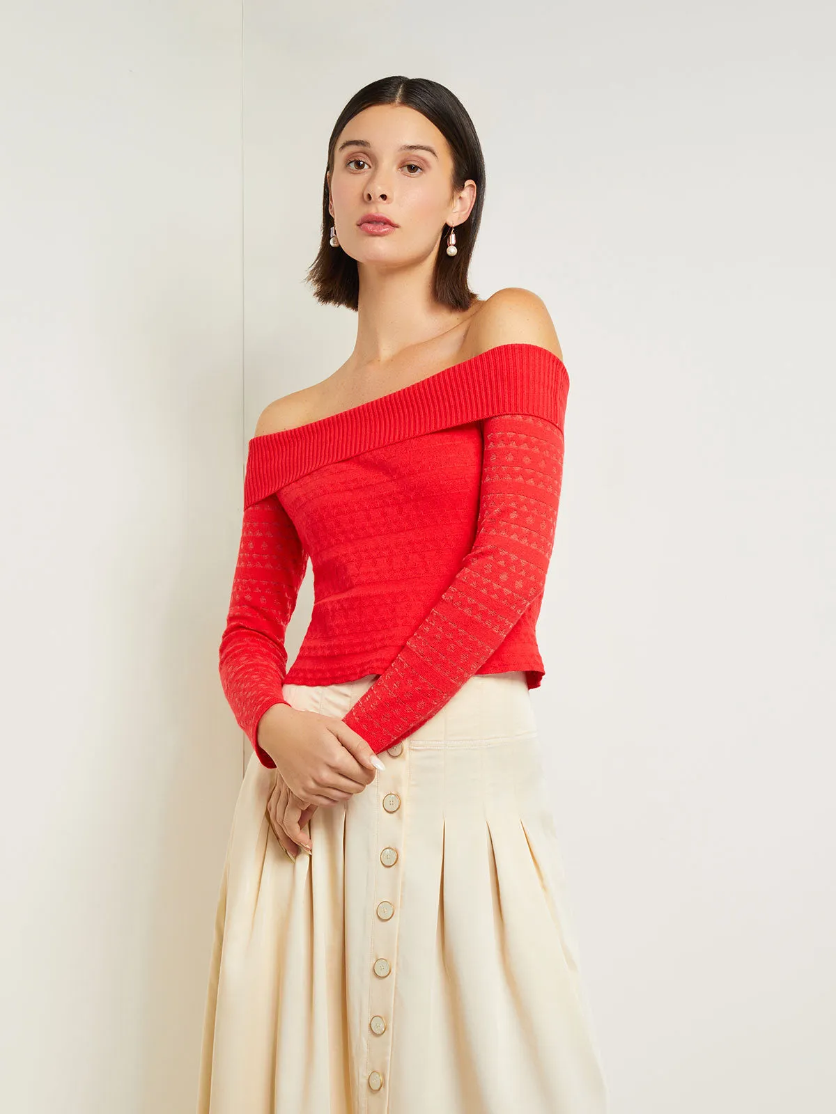 Off-The-Shoulder Top - Burnout Recycled Knit