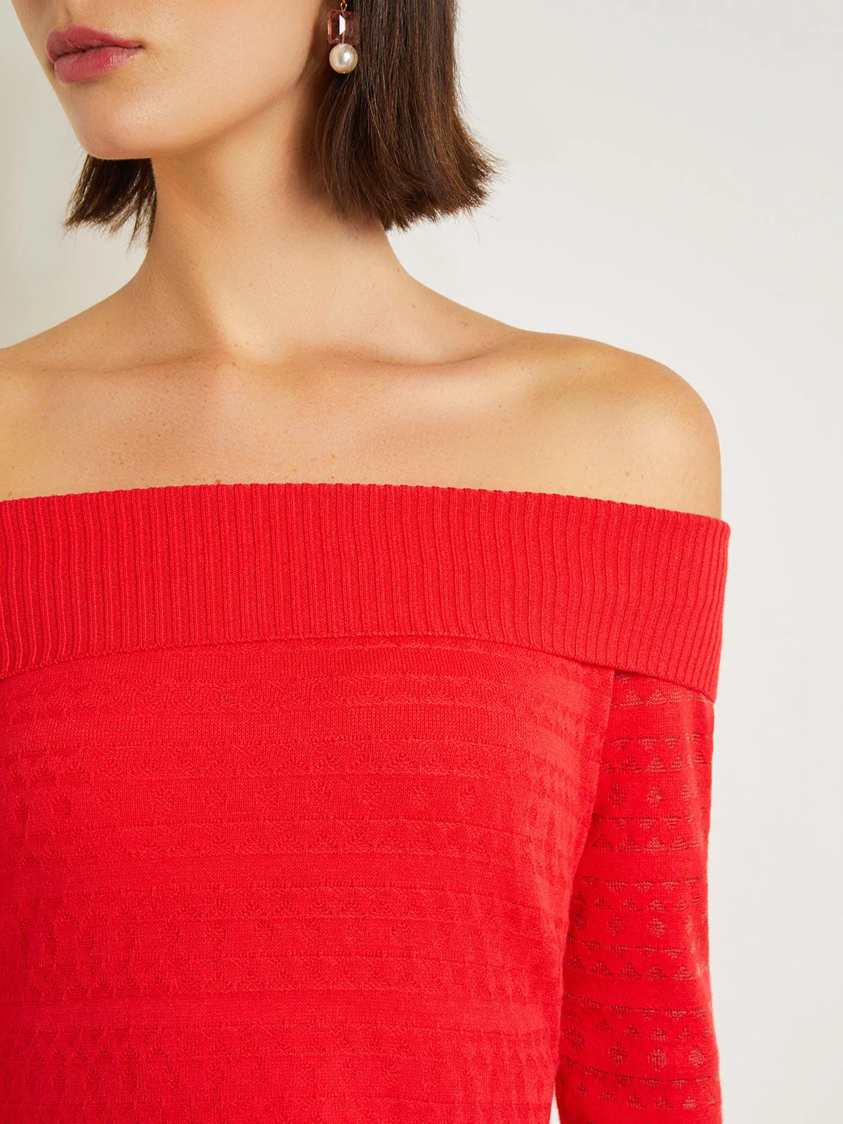 Off-The-Shoulder Top - Burnout Recycled Knit