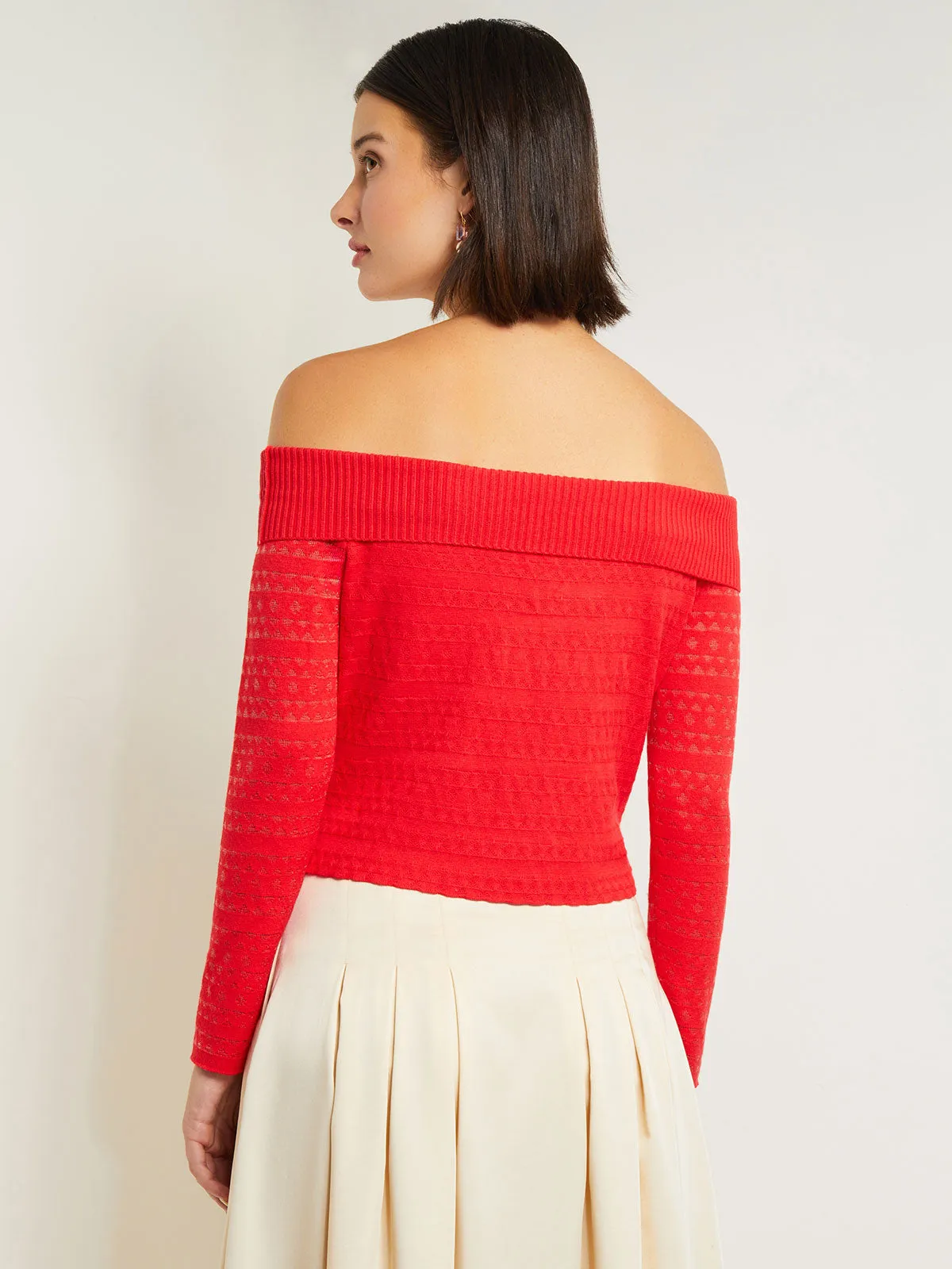 Off-The-Shoulder Top - Burnout Recycled Knit