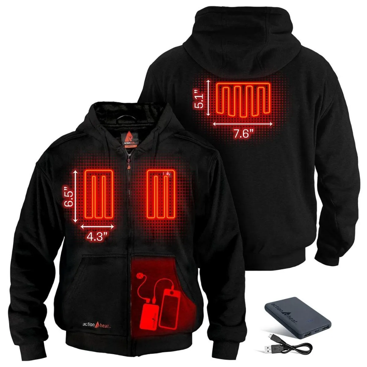 Open Box ActionHeat 5V Battery Heated Hoodie Sweatshirt