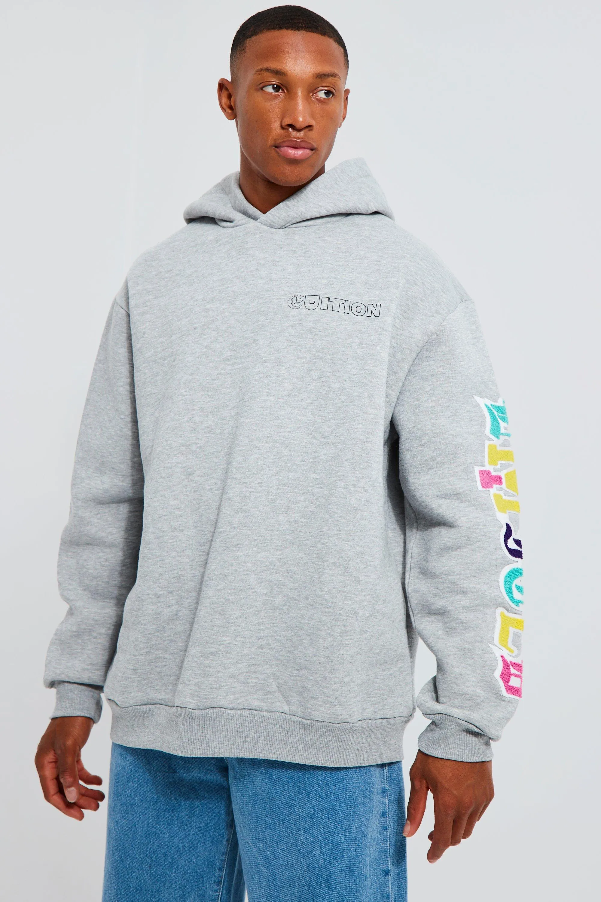 Oversized Hoodie With Sleeve Applique