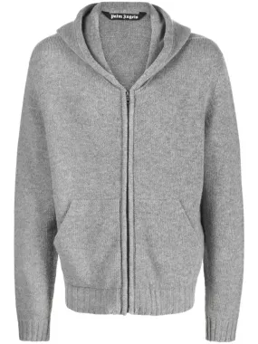 Palm Angels Curved Logo Zip Up Hoodie Grey | Luxury and style at your fingertips