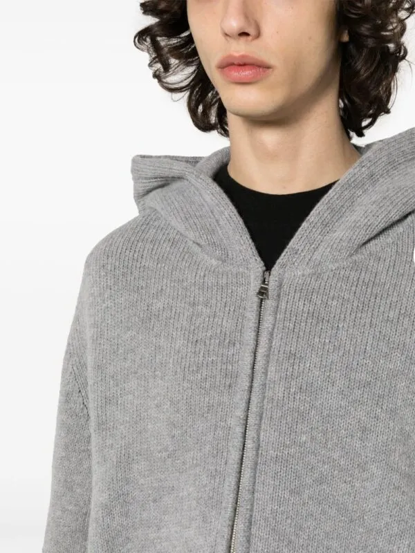 Palm Angels Curved Logo Zip Up Hoodie Grey | Luxury and style at your fingertips