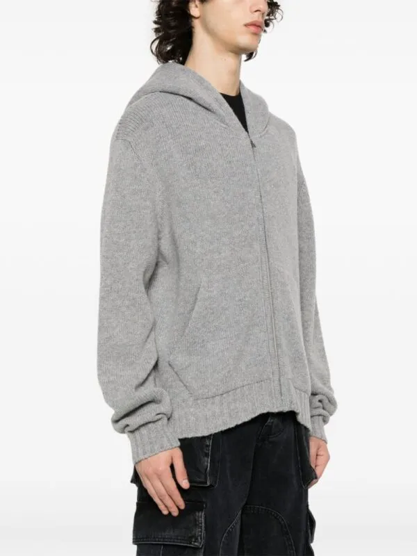 Palm Angels Curved Logo Zip Up Hoodie Grey | Luxury and style at your fingertips