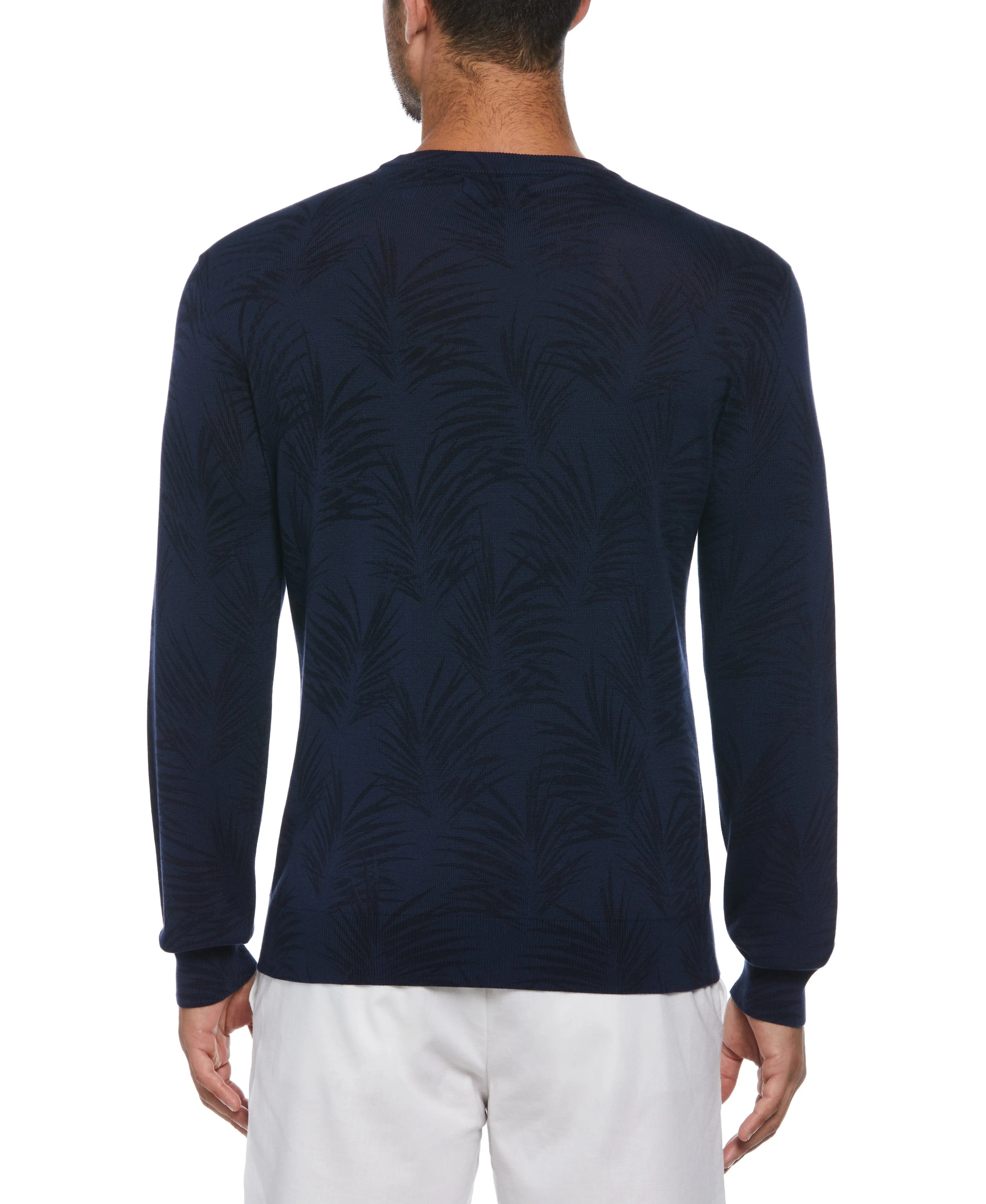 Palm Print Jacquard Sweater