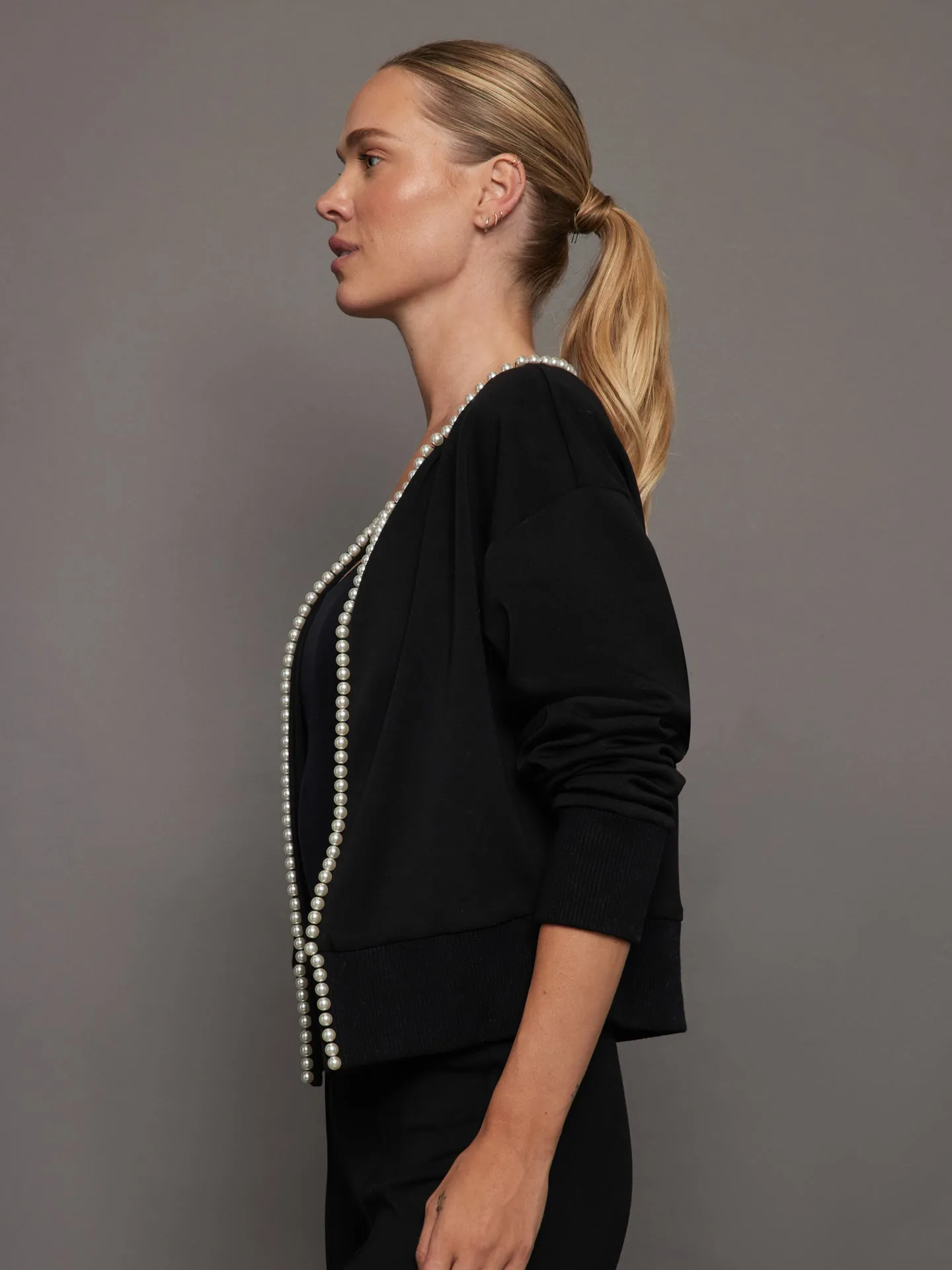 Pearl Cardigan Sweater - Black