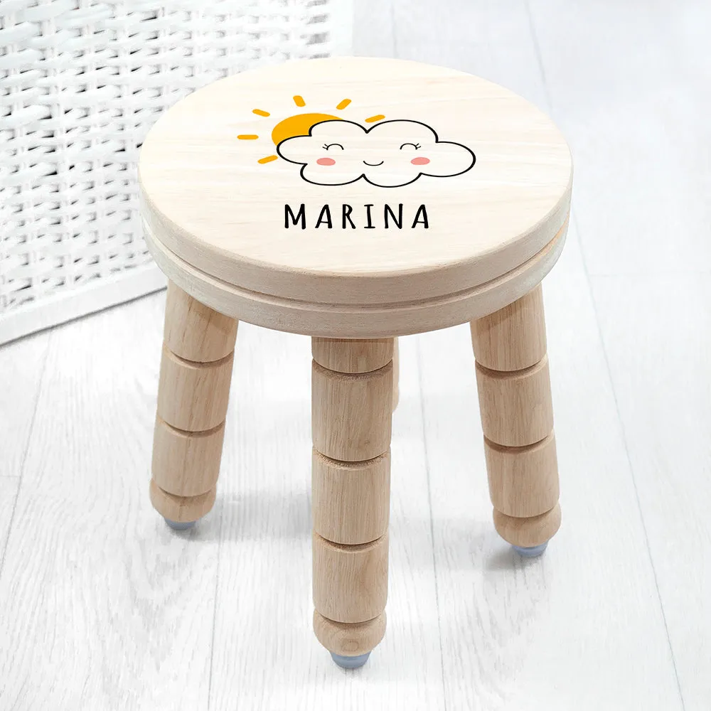 Personalised Smiling Cloud Wooden Stool