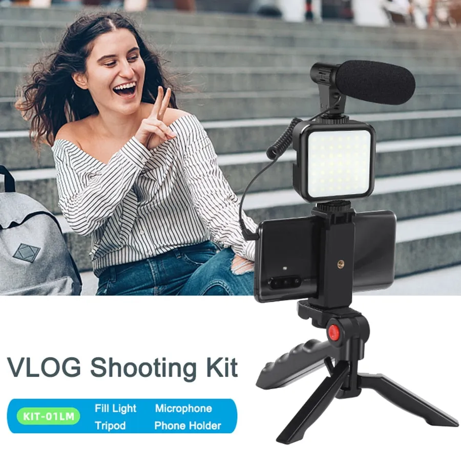 Phone DSLR Camera Vlog Tripod Vlogging Kit with Remote Control