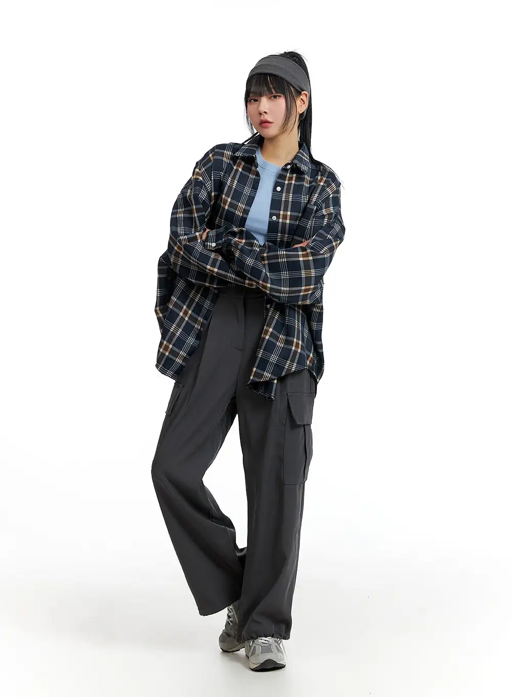 Pintuck Cargo Wide-Leg Pants IF402