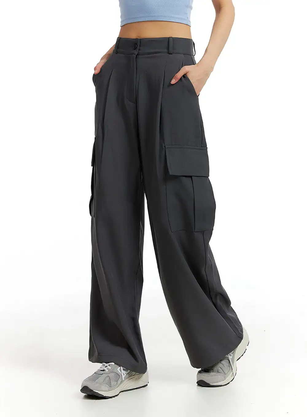 Pintuck Cargo Wide-Leg Pants IF402