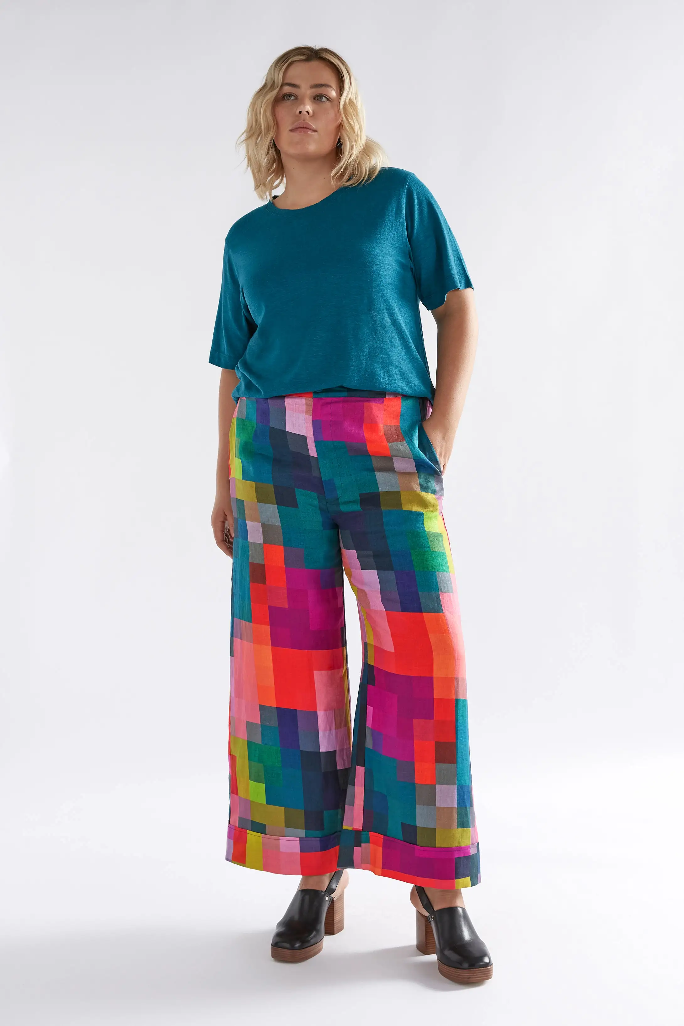 Pixel Print Pira Linen Pant