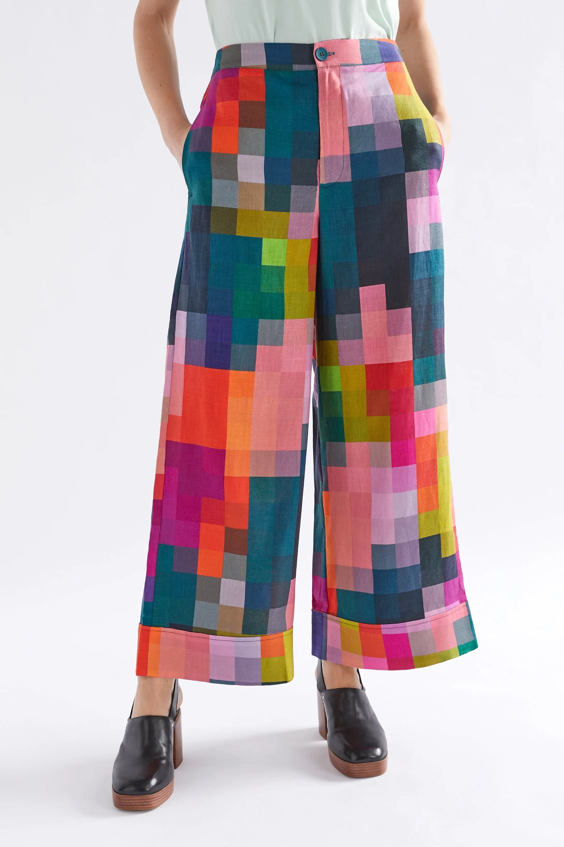 Pixel Print Pira Linen Pant