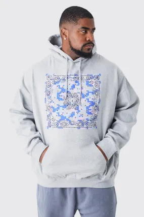 Plus Oversized Pixilated Camo Bandana Hoodie | boohooMAN UK