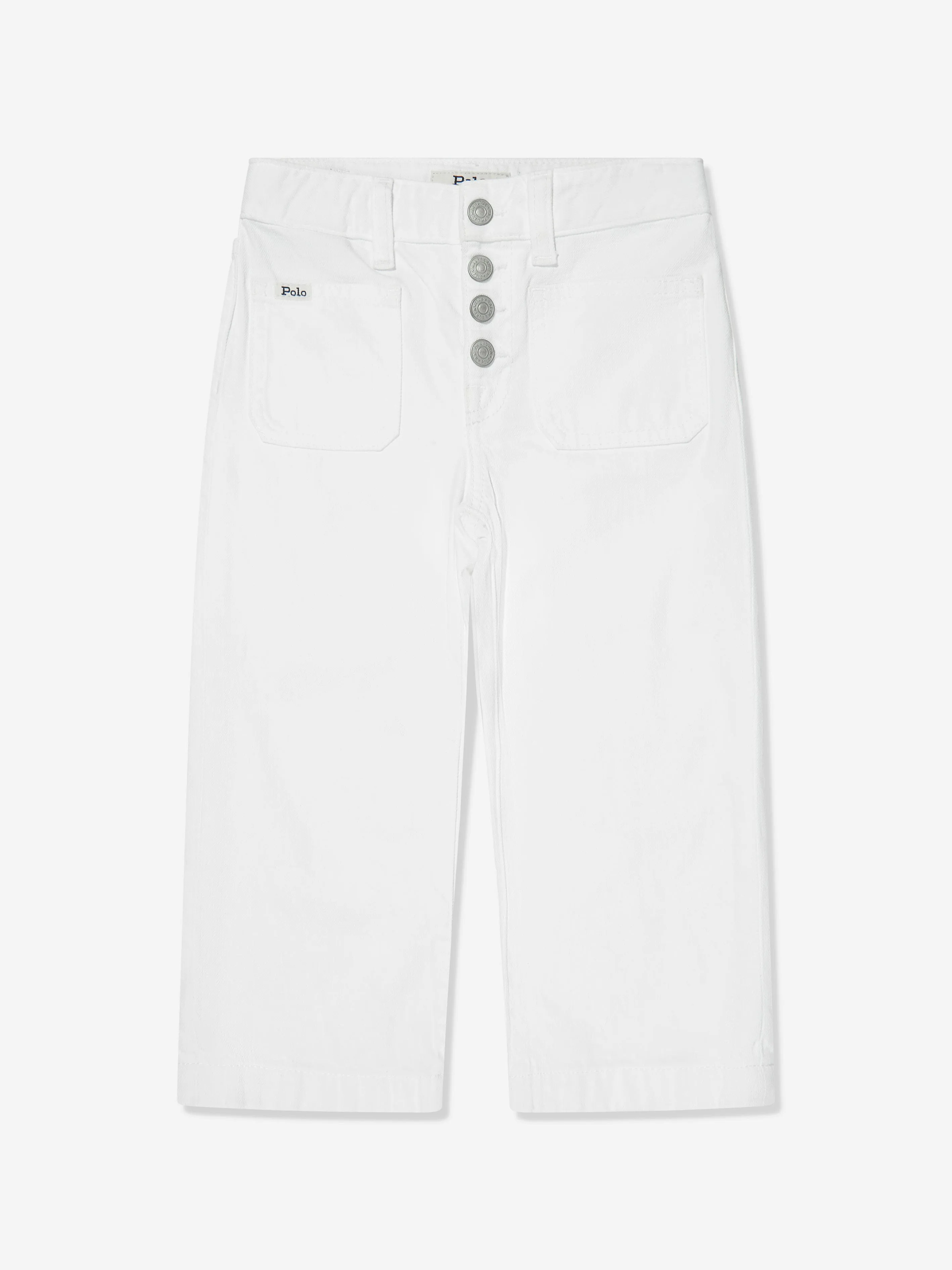 Ralph Lauren Girls Wide Leg Jeans in White