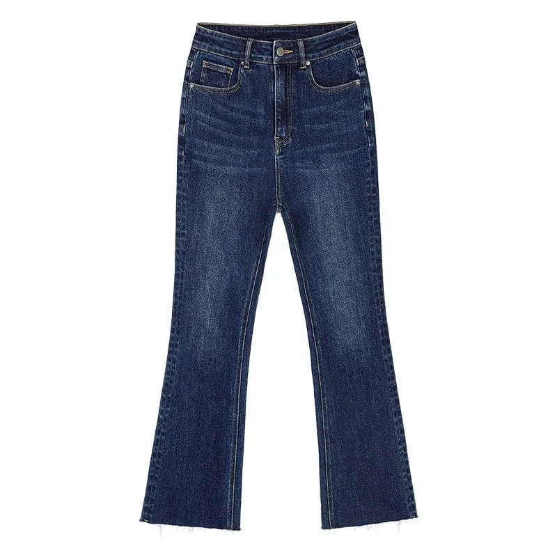 RTK (W) No. 1236 BLUE MICRO FLARED DENIM JEANS