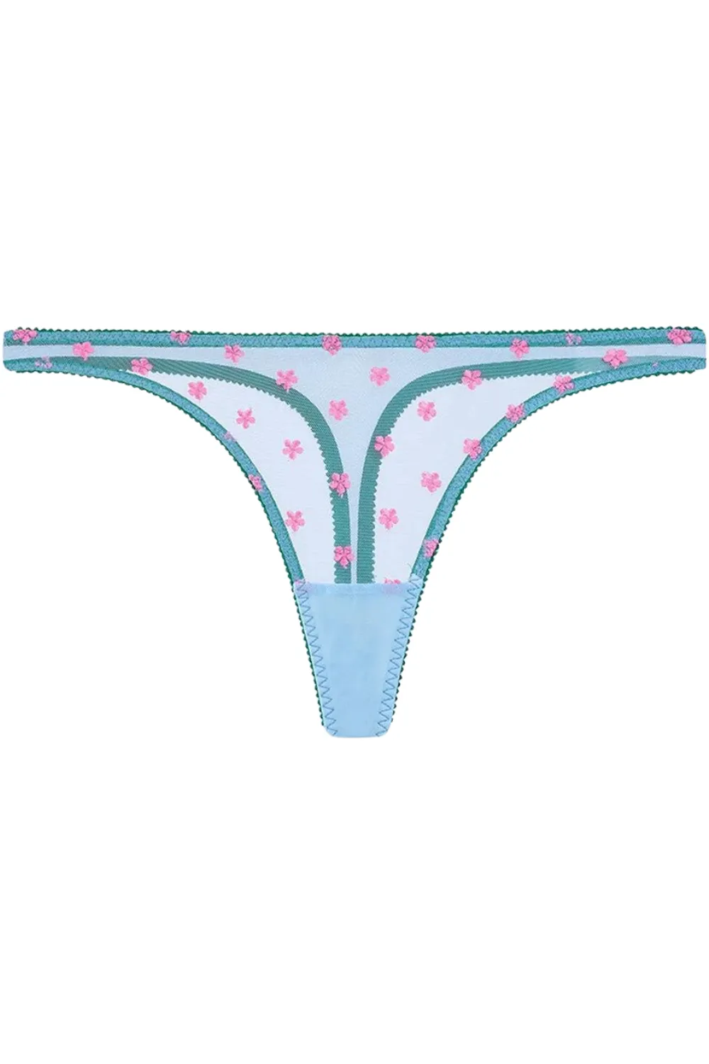 Sage Embroidered Thong