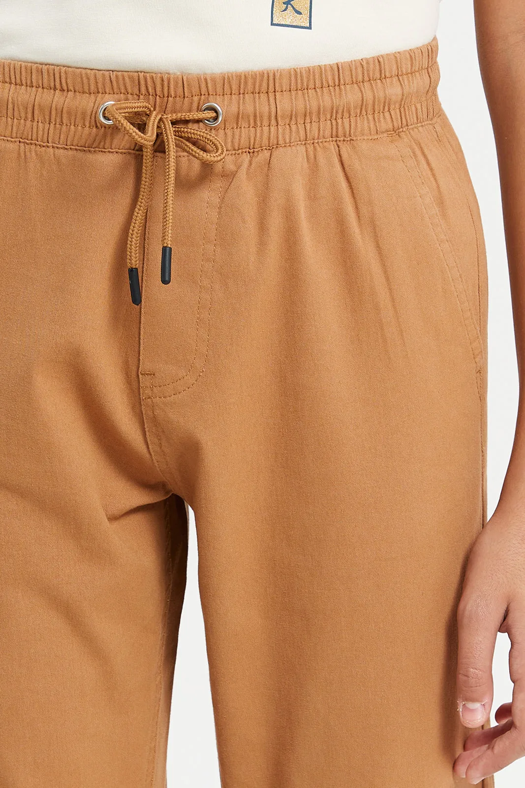 Senior Boys Tan Pull On Casual Trousers