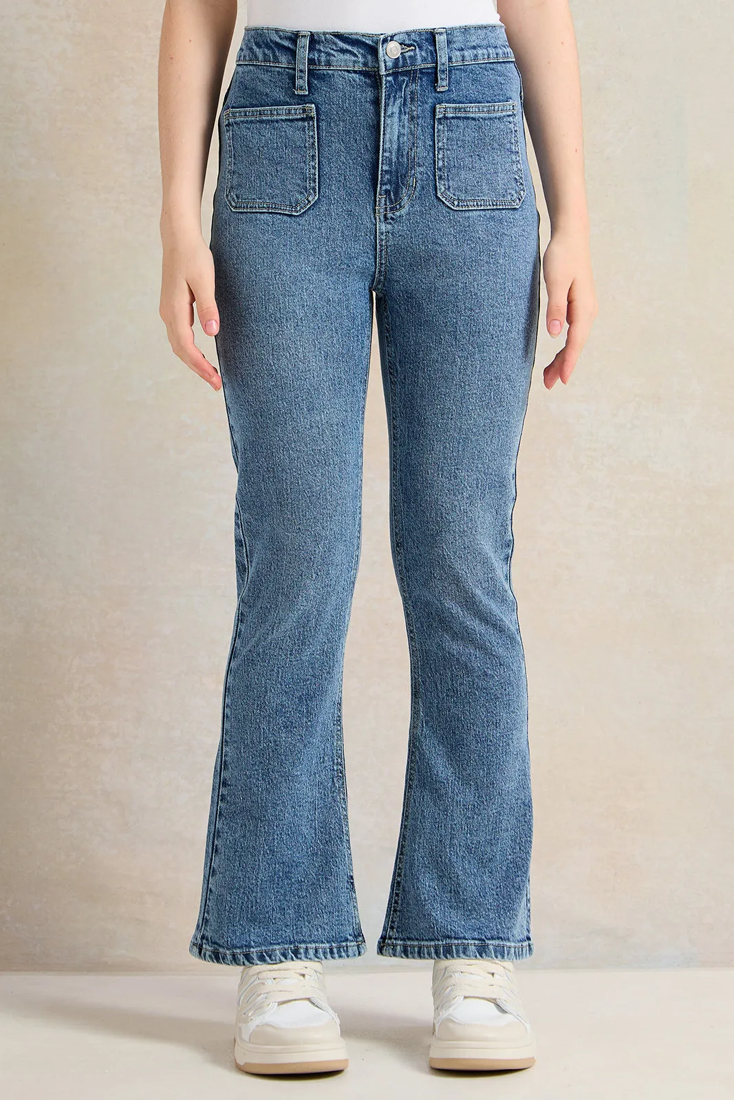 Senior Girls Blue Flared Jeans