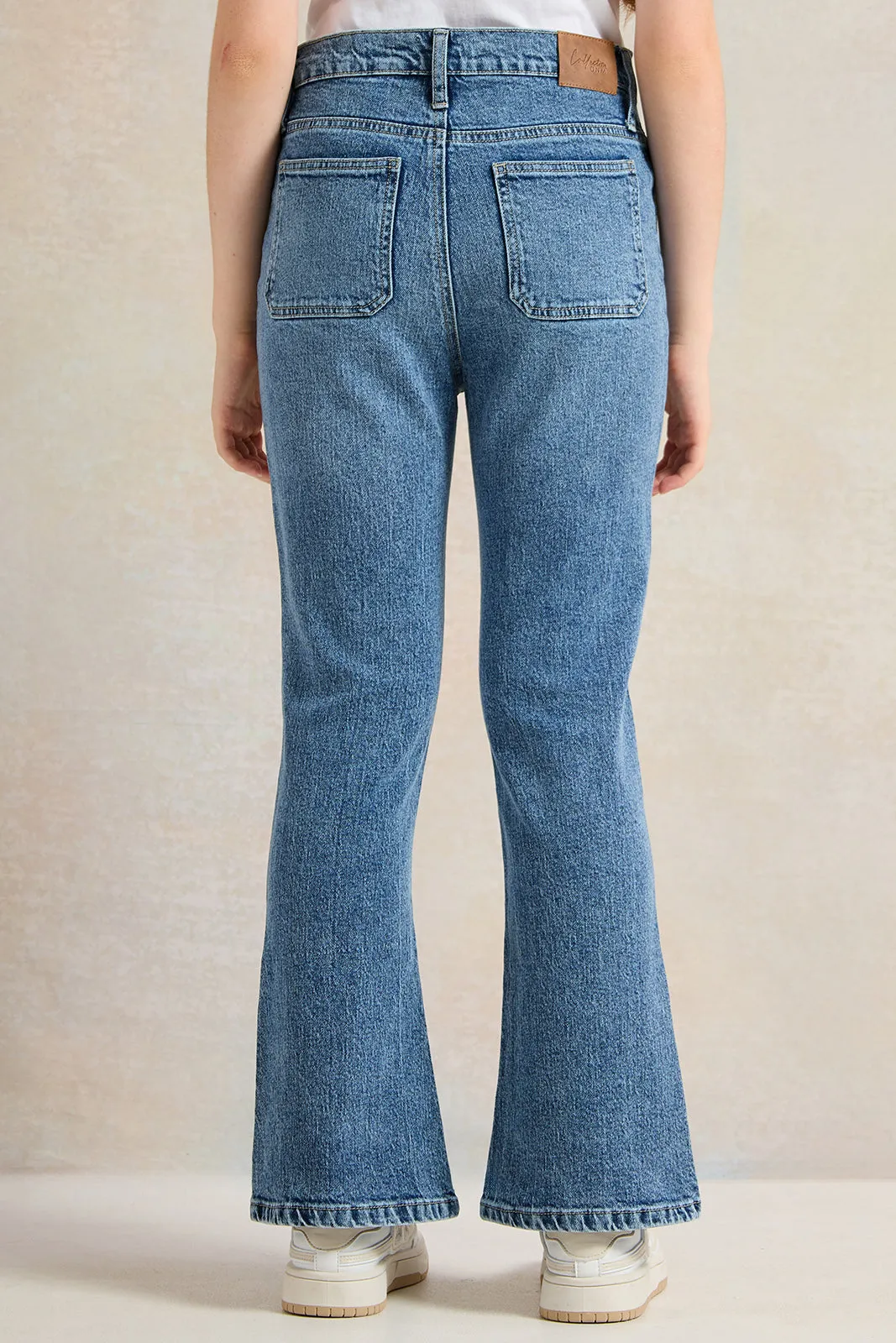 Senior Girls Blue Flared Jeans