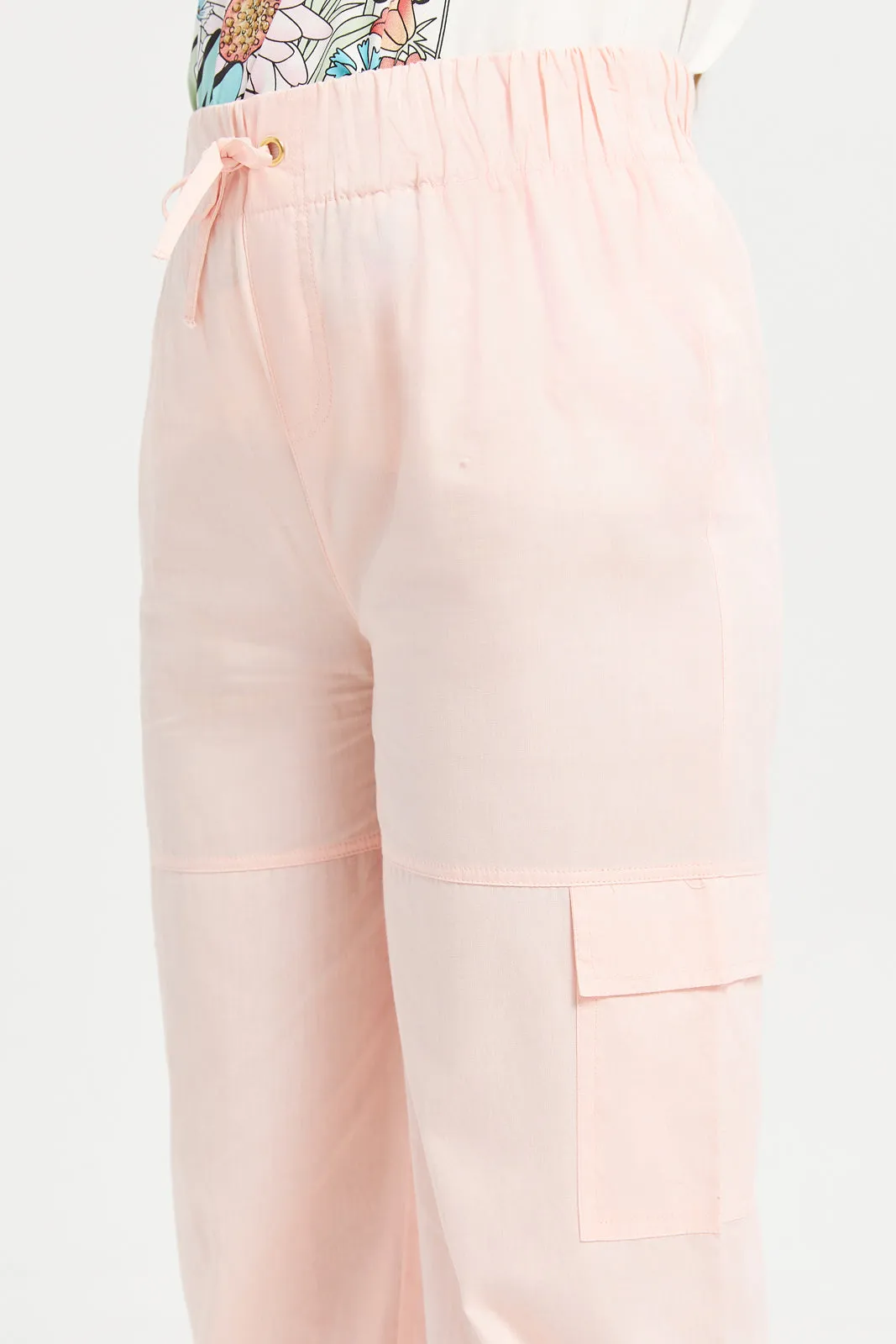 Senior Girls Pink Cargo Casual Trousers