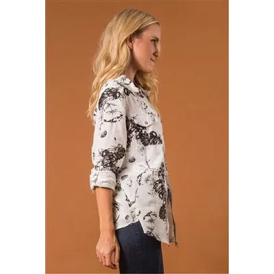 Simply Noelle Zip Me Up Floral Top - Navy