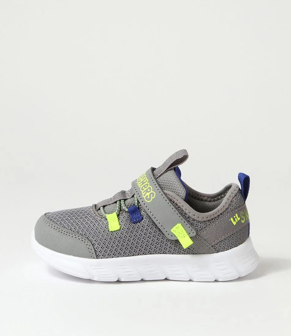 SKECHERS Comfy Flex Tot Charcoal Lime Sneakers