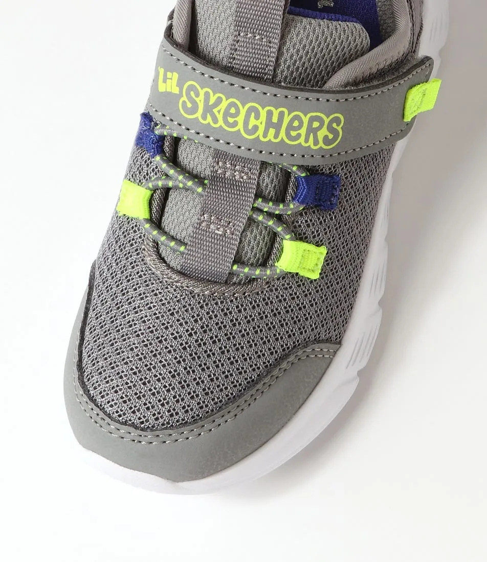 SKECHERS Comfy Flex Tot Charcoal Lime Sneakers