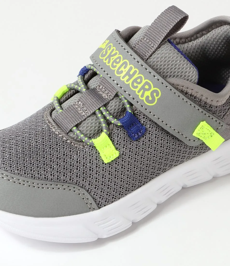 SKECHERS Comfy Flex Tot Charcoal Lime Sneakers