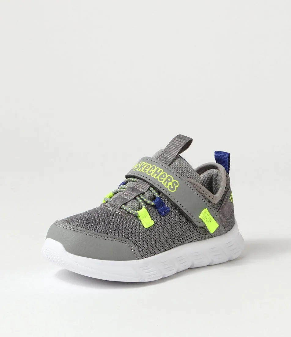 SKECHERS Comfy Flex Tot Charcoal Lime Sneakers