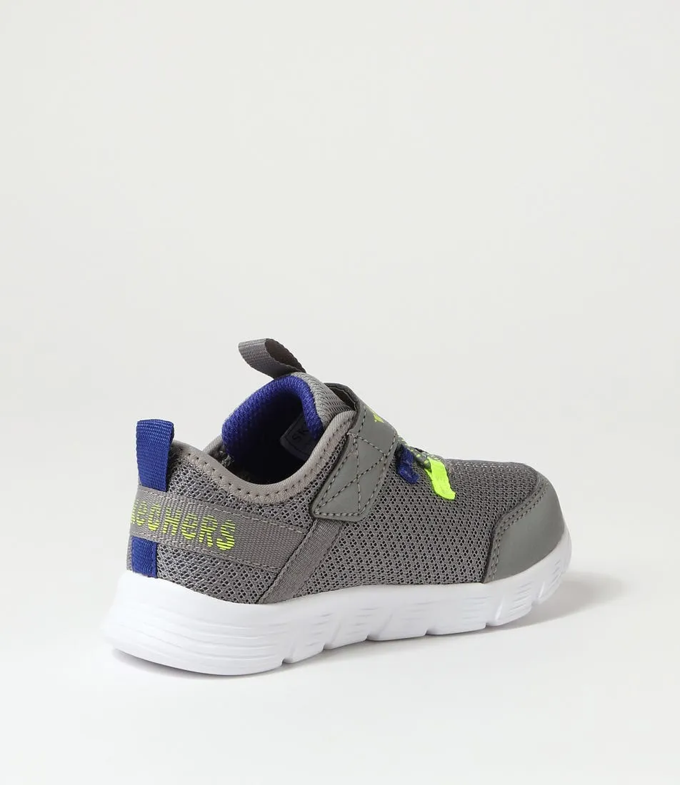 SKECHERS Comfy Flex Tot Charcoal Lime Sneakers