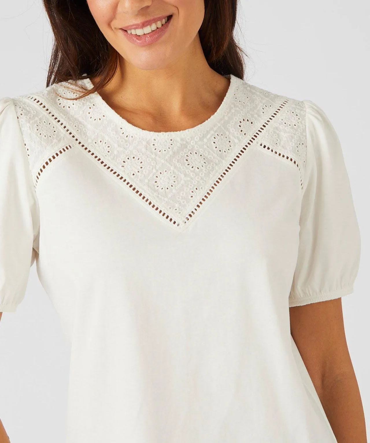 Skin Soft Embroidered Detail T-shirt