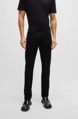 Slim-fit jeans in black super-soft Italian denim