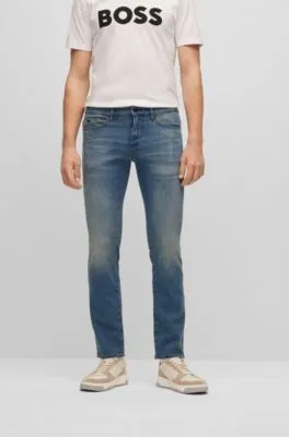 Slim-fit jeans in super-soft blue stretch denim