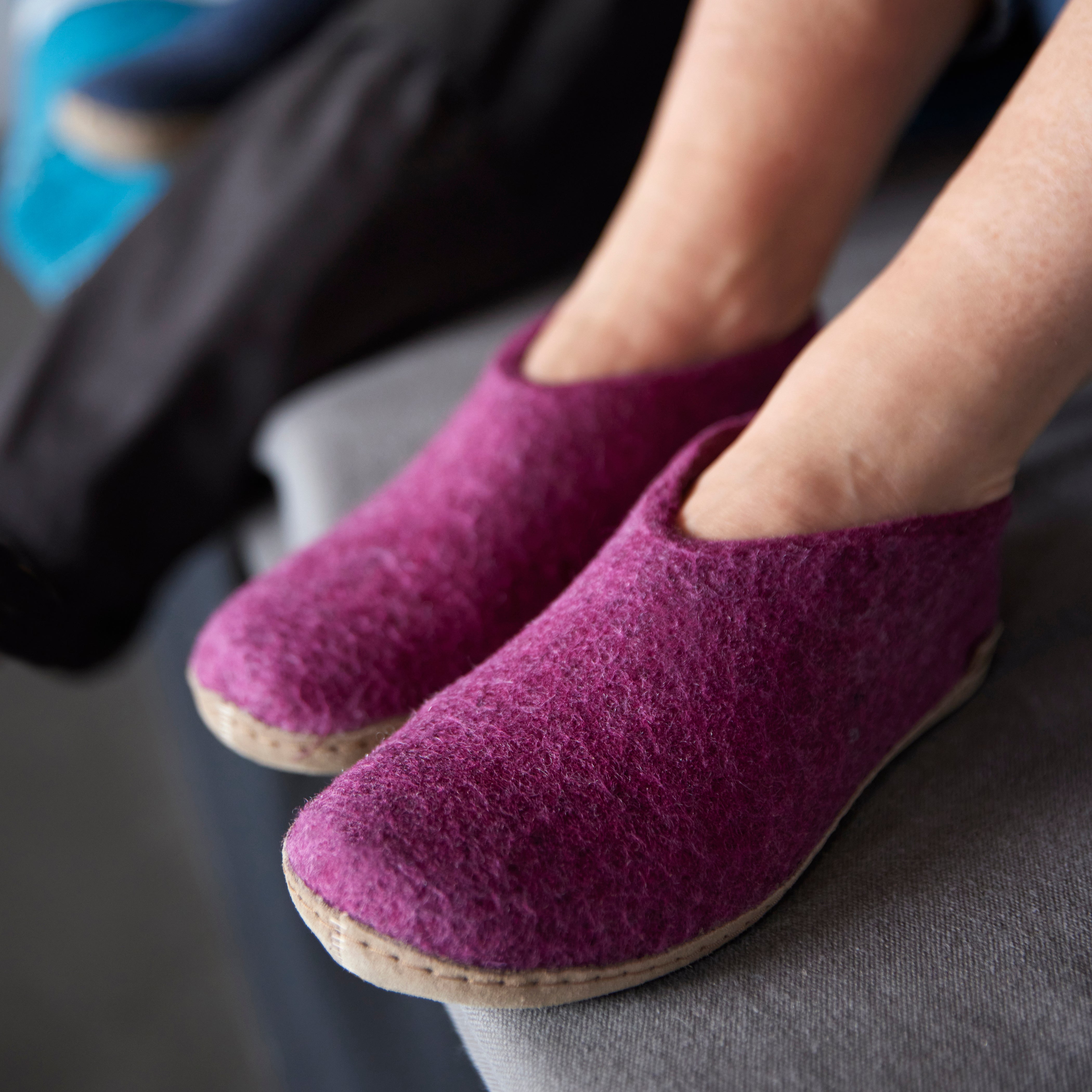 Slip-on with leather sole - Cranberry