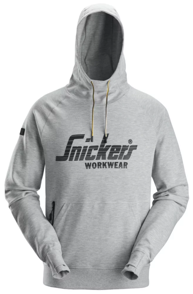 Snickers 2894 Logo Hoodie  Grey Melange Medium 39" Chest - Screwfix