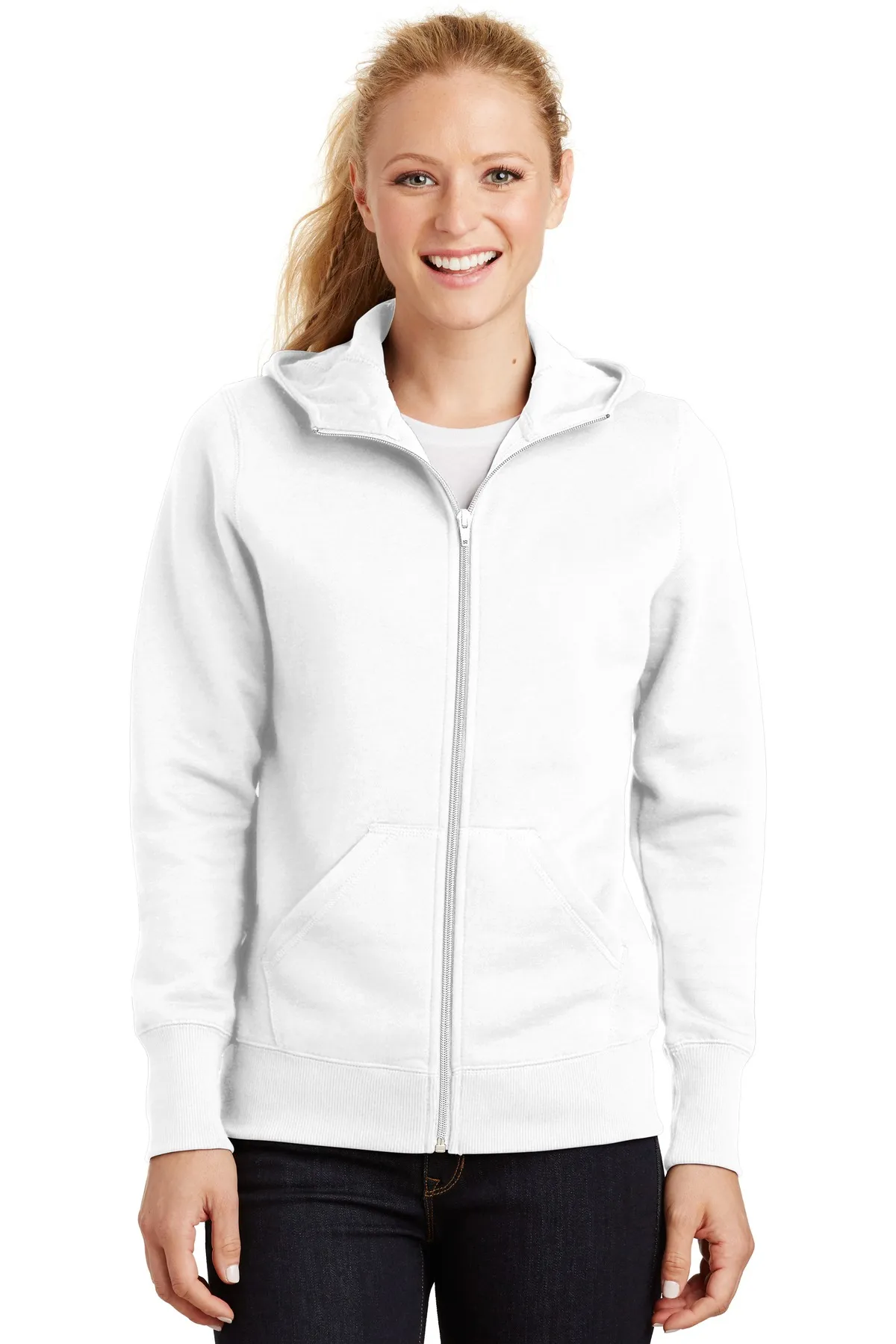 Sport Tek Ladies Full Zip Hooded Fleece Jacket L265 SKU: L265