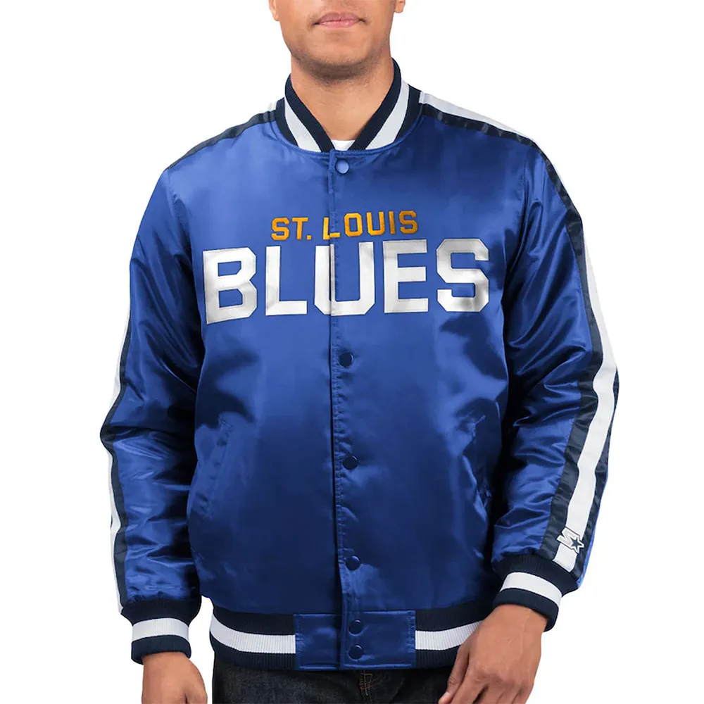 St. Louis Blues O-Line Blue Varsity Satin Jacket