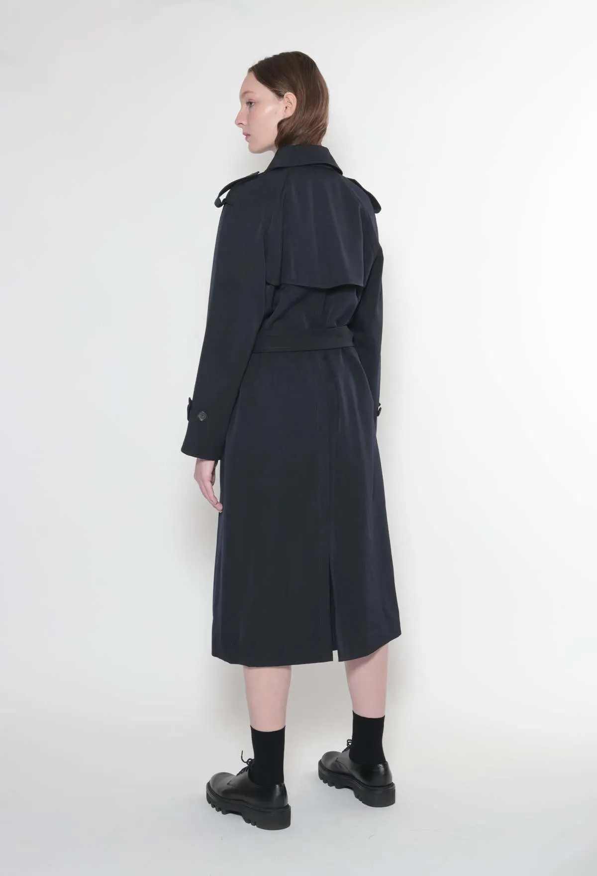 STELLA Wool Trench Coat - Navy