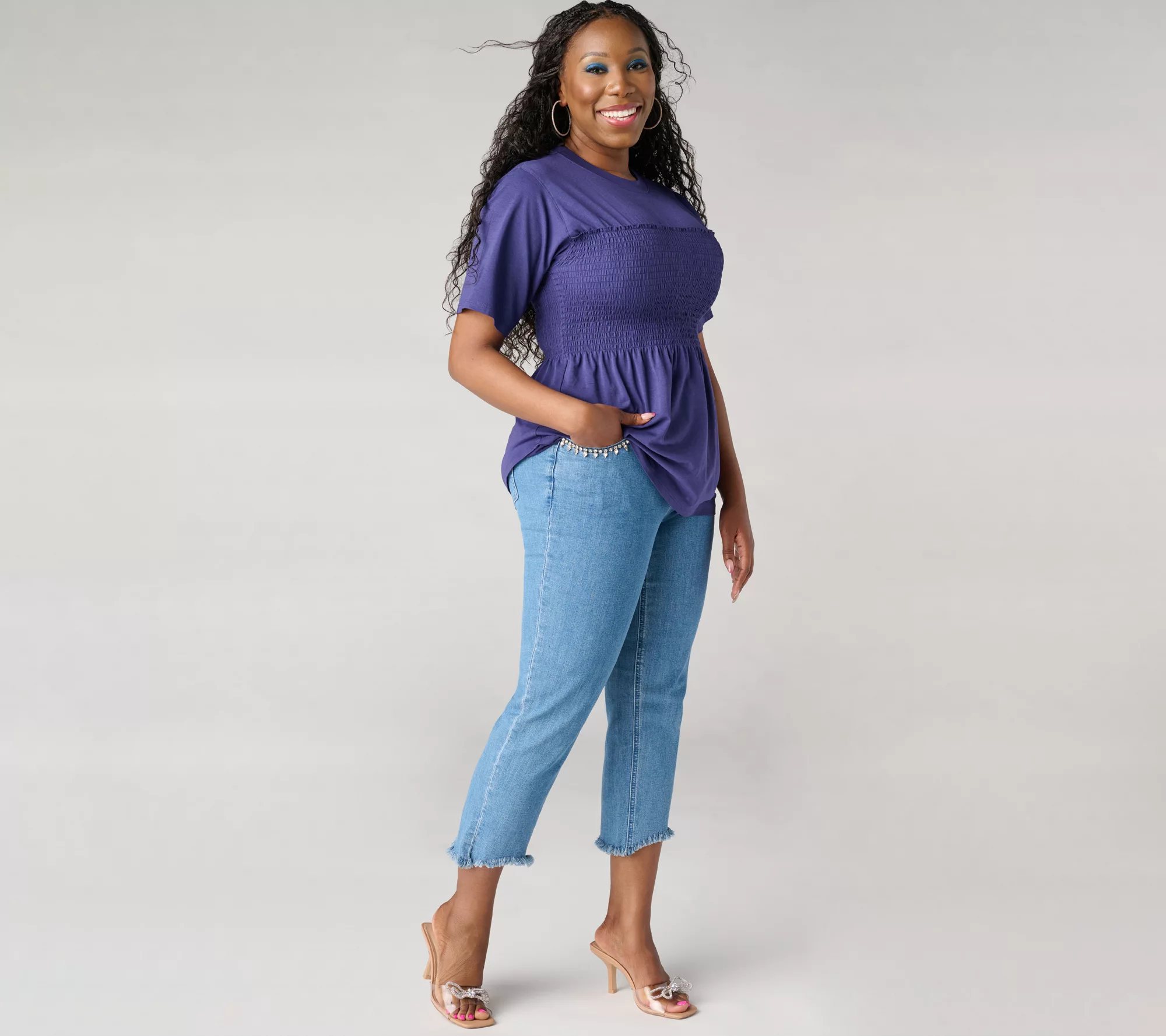 Studio Park x Vanessa Herring Regular Embellished Hem Jeans