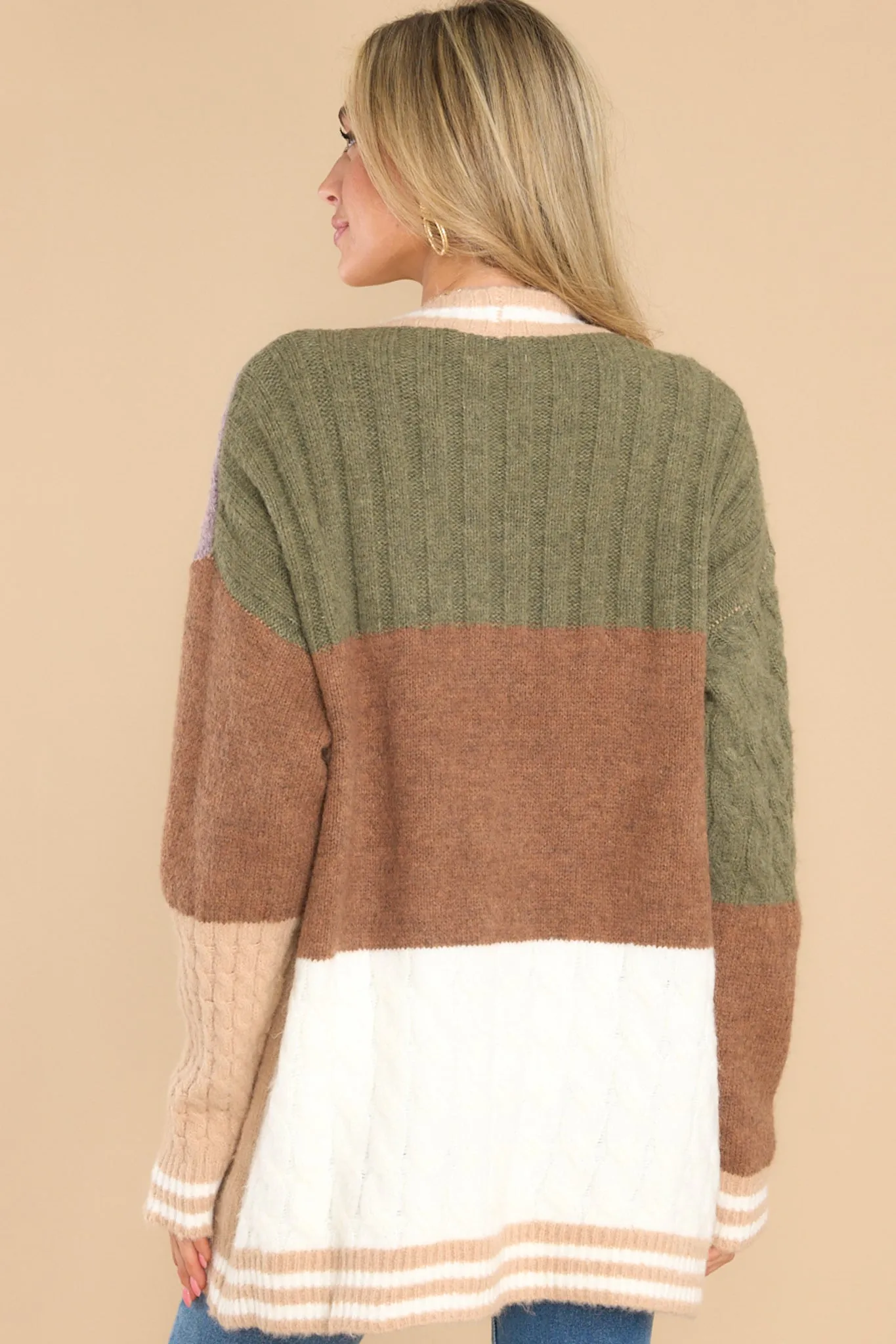 Stunning Significance Green Colorblock Cardigan