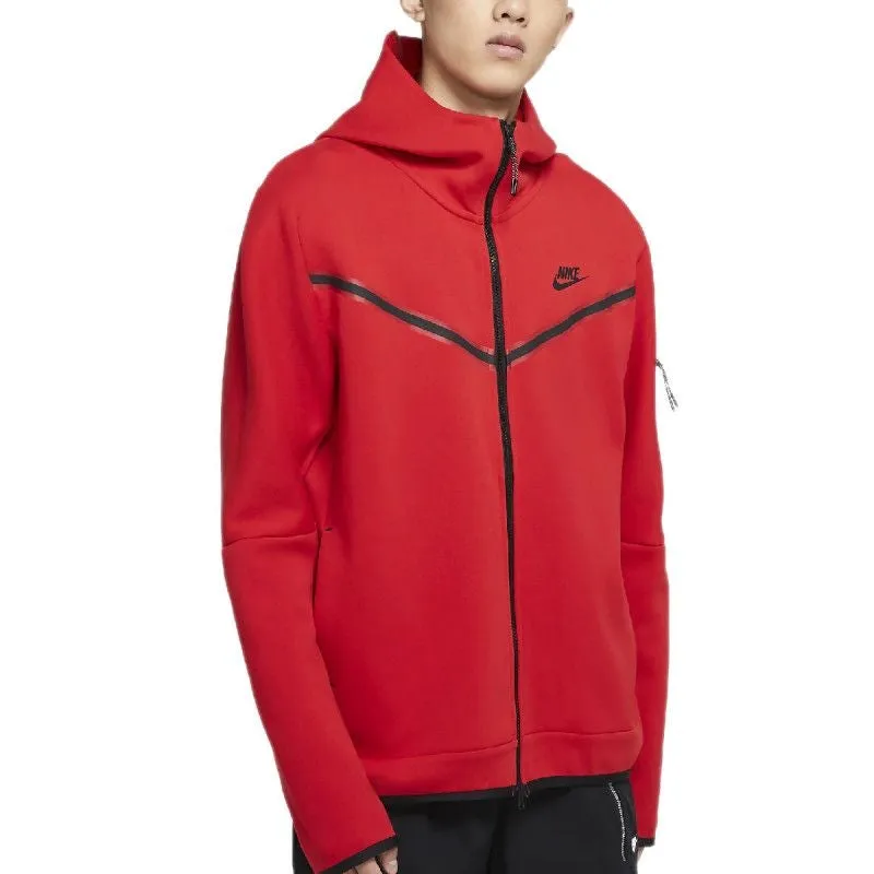 Tech Fleece Full Zip Hoodies - Jacket Textile - Rouge - Homme